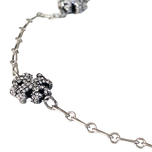 Auth NEW Tory Burch SILVER ROXANNE Sparkling Pavè Logo Pendant Necklace $345 - Picture 4 of 6